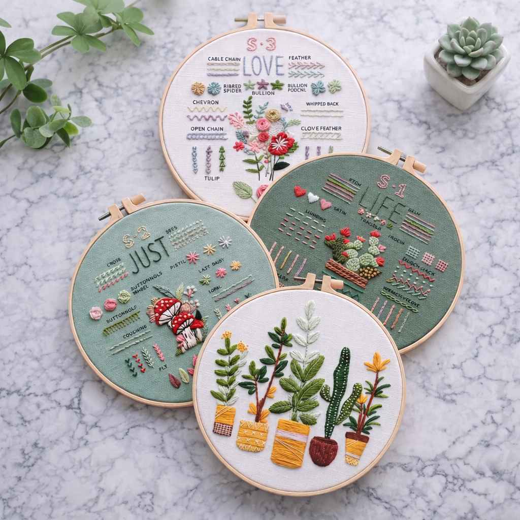 CraftHoop 3-Piece Learn & Stitch Embroidery Starter Kit