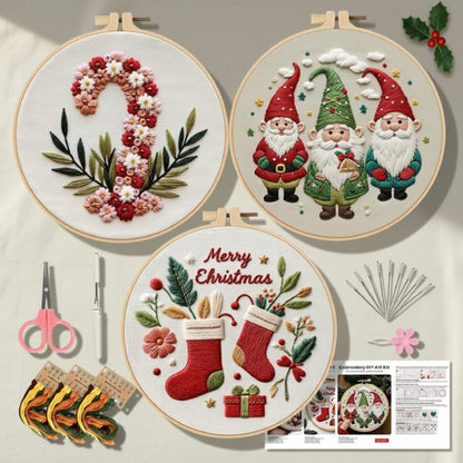 CraftHoop Jolly Christmas 3-Piece Embroidery Kit