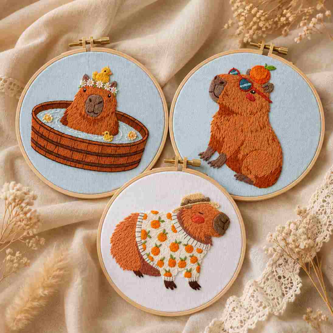 CraftHoop Woodland Friends 3-Piece Embroidery Kit
