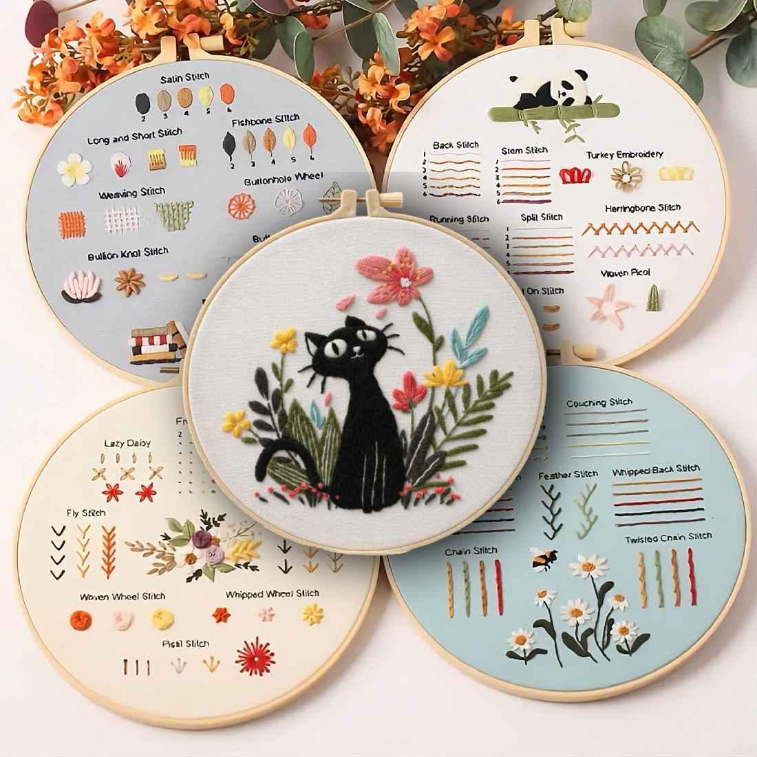 CraftHoop Beginner’s 4-Set Animal & Floral Stitch Sampler