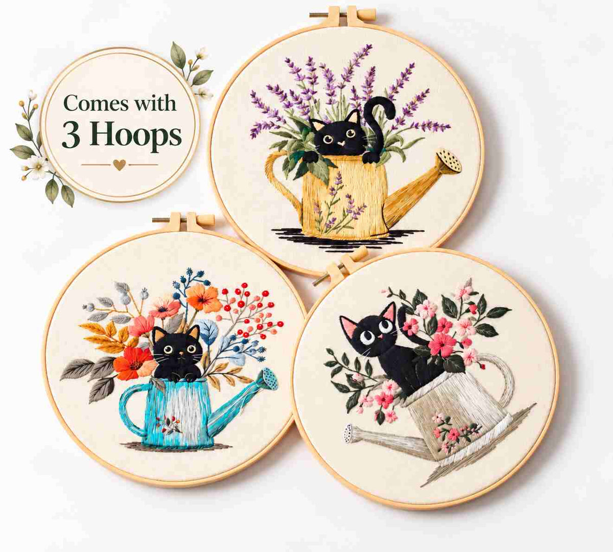 CraftHoop Blooming Cats Embroidery Kit