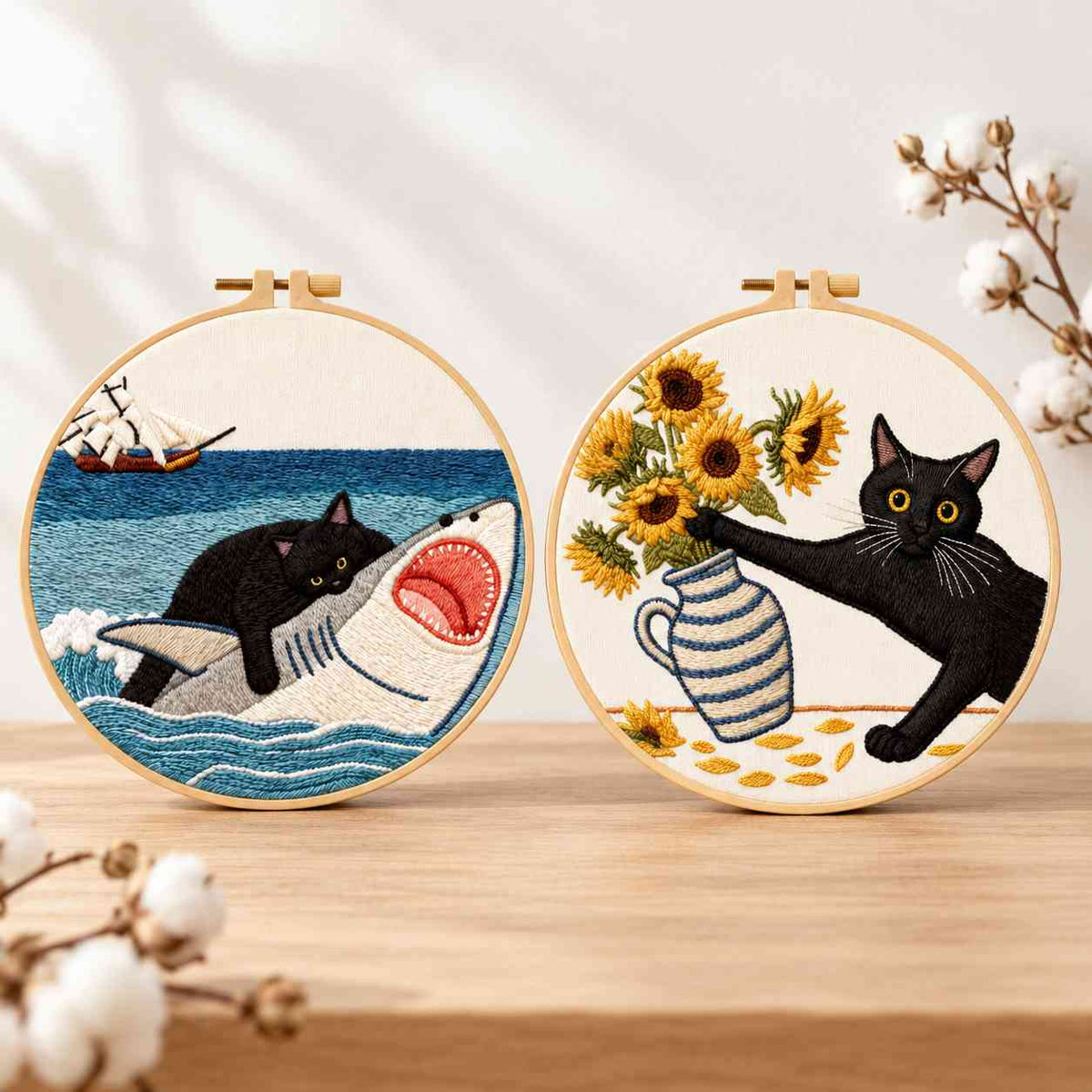 CraftHoop Playful Cats Embroidery Kit