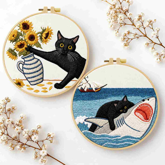 CraftHoop Playful Cats Embroidery Kit