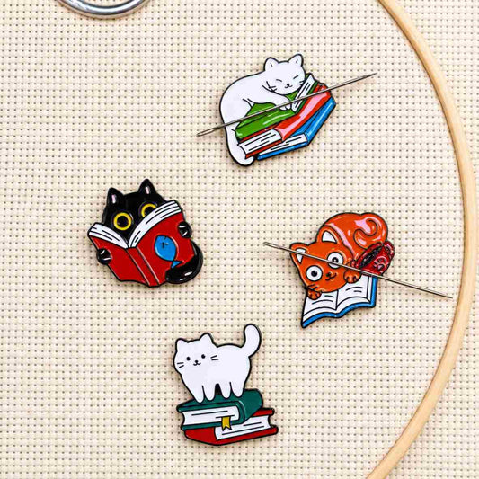 Magnetic Needle Holders: Cats & Books