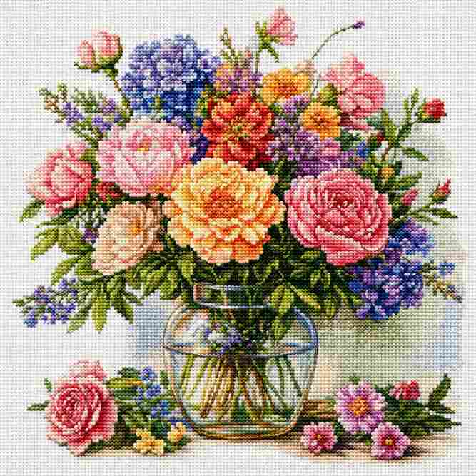 CraftHoop Vintage Floral Vase Cross Stitch Kit