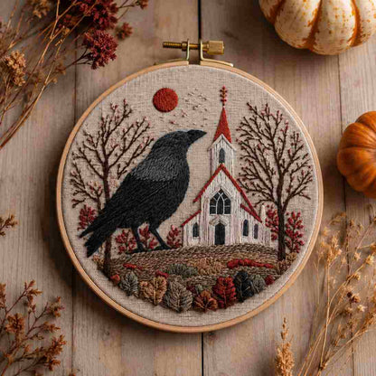 CraftHoop Crow Magic Halloween Embroidery Kit