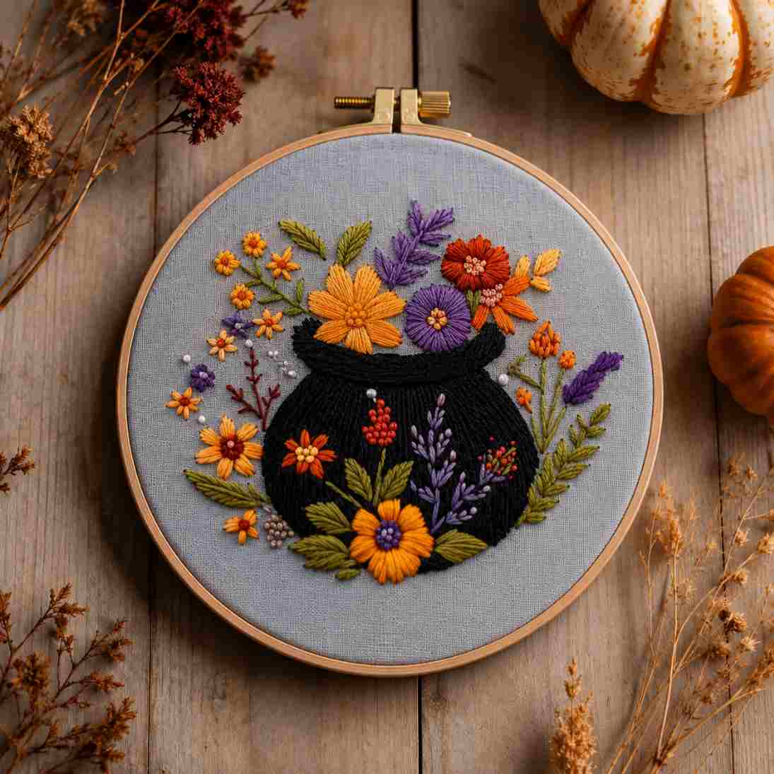 CraftHoop Crow Magic Halloween Embroidery Kit
