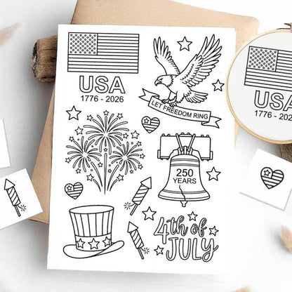 USA 250th Anniversary Stick & Stitch Patterns – Water-Soluble Embroidery Transfers