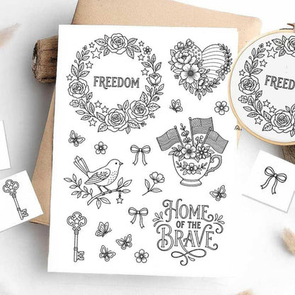 USA 250th Anniversary Stick & Stitch Patterns – Water-Soluble Embroidery Transfers