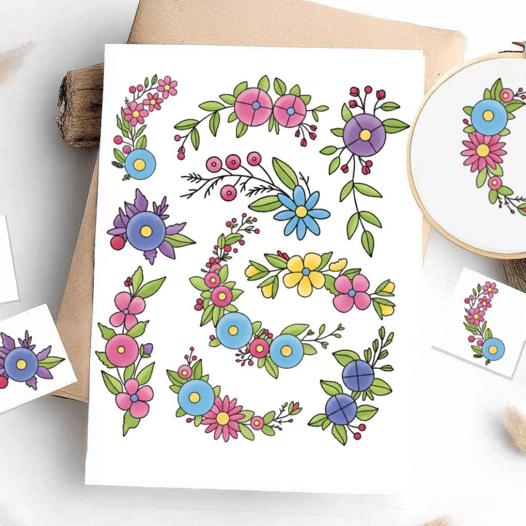 Colorful Stick & Stitch Patterns – Water-Soluble Transfers