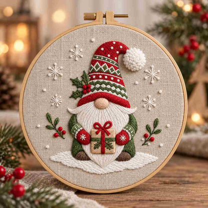 CraftHoop Christmas Gnomes Embroidery Kit