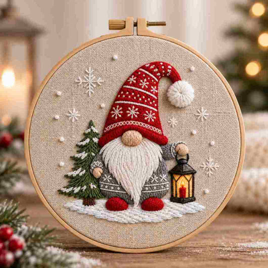 CraftHoop Christmas Gnomes Embroidery Kit