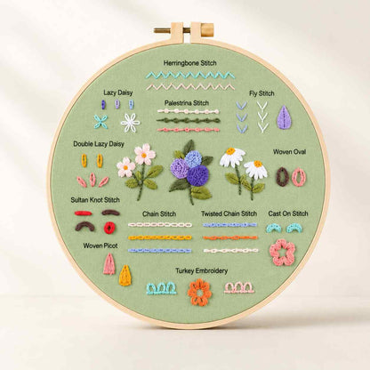 CraftHoop Stitch & Learn Beginner Embroidery Kit – Summer Edition