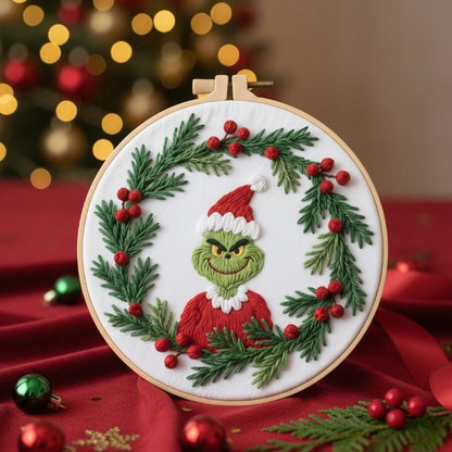 CraftHoop Holiday Grinch Embroidery Kit