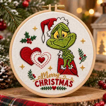 CraftHoop 4-Piece Grinch Christmas Embroidery Kit