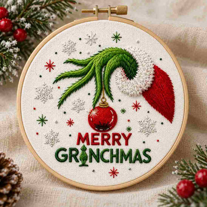 CraftHoop 4-Piece Grinch Christmas Embroidery Kit