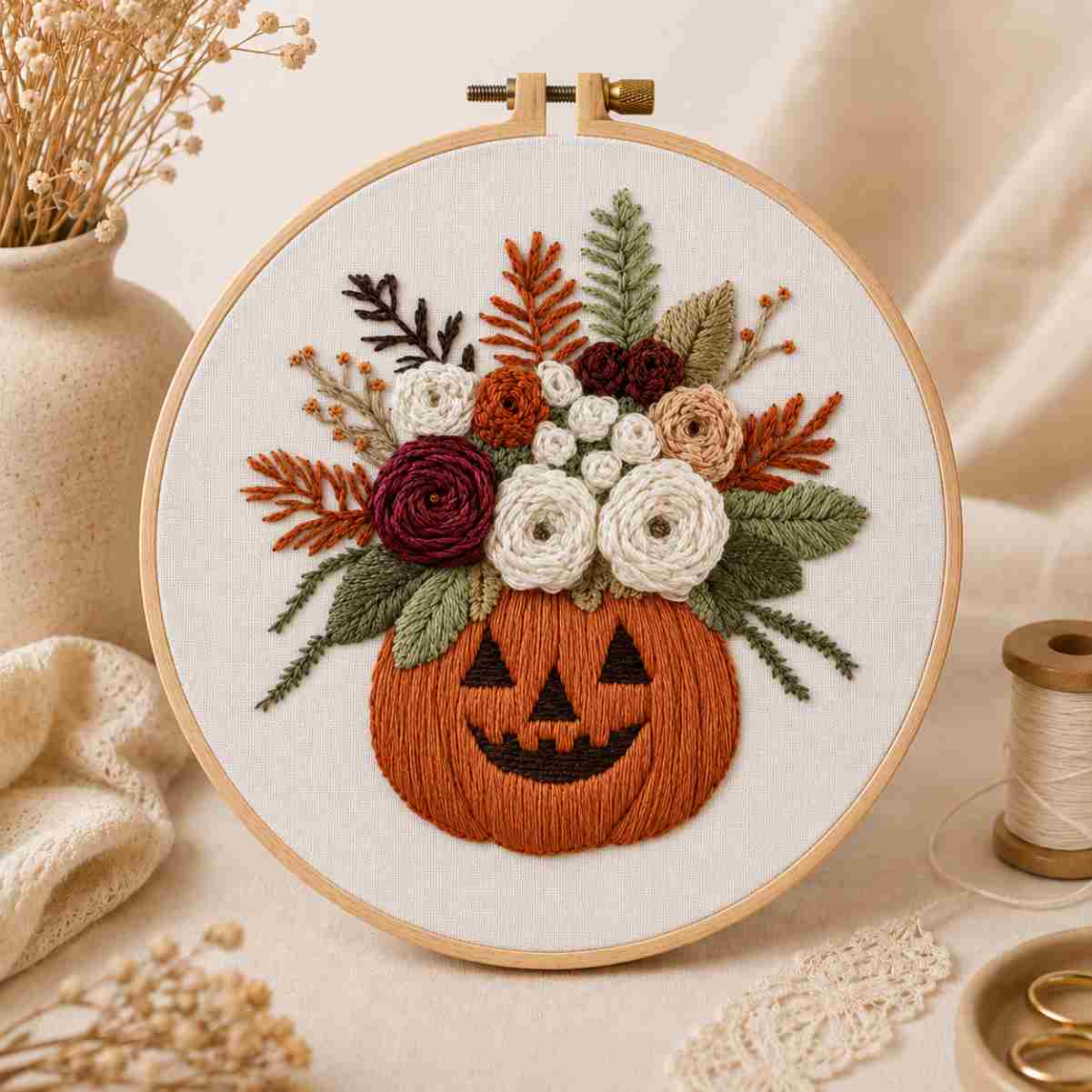 CraftHoop Halloween Blooms Embroidery Kit