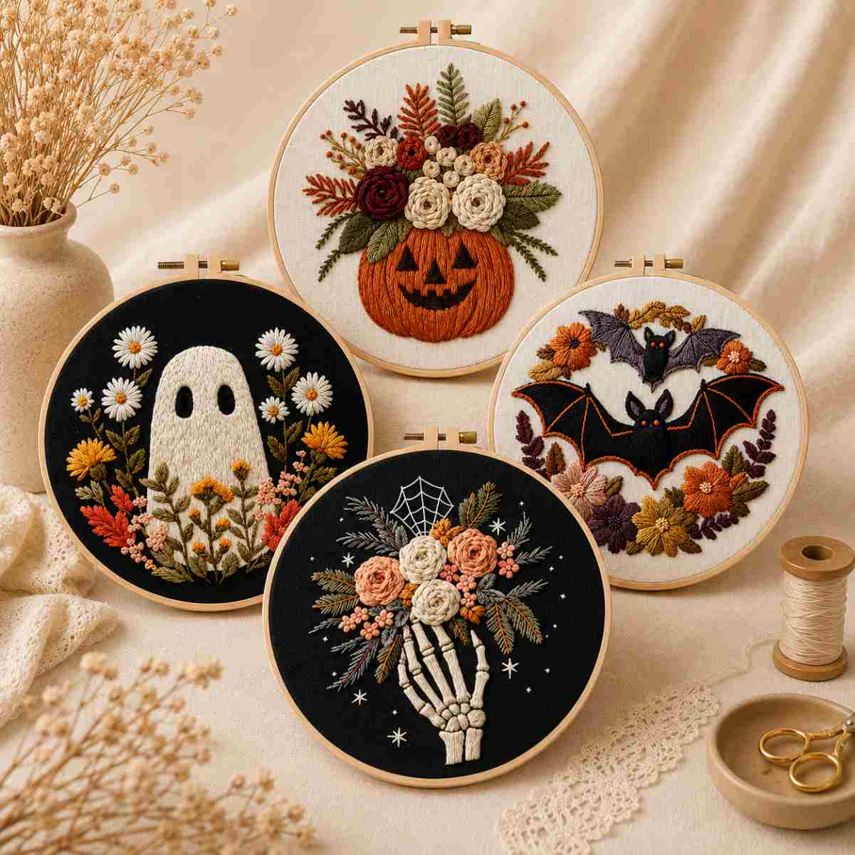 CraftHoop Halloween Blooms Embroidery Kit