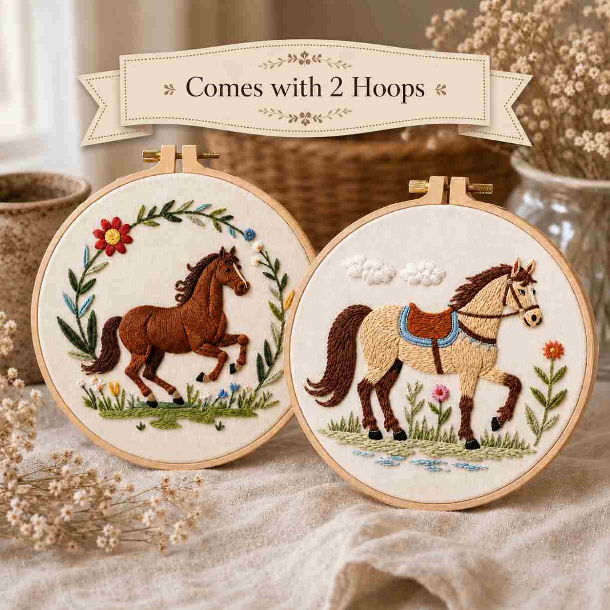 CraftHoop Countryside Horse Embroidery Kit