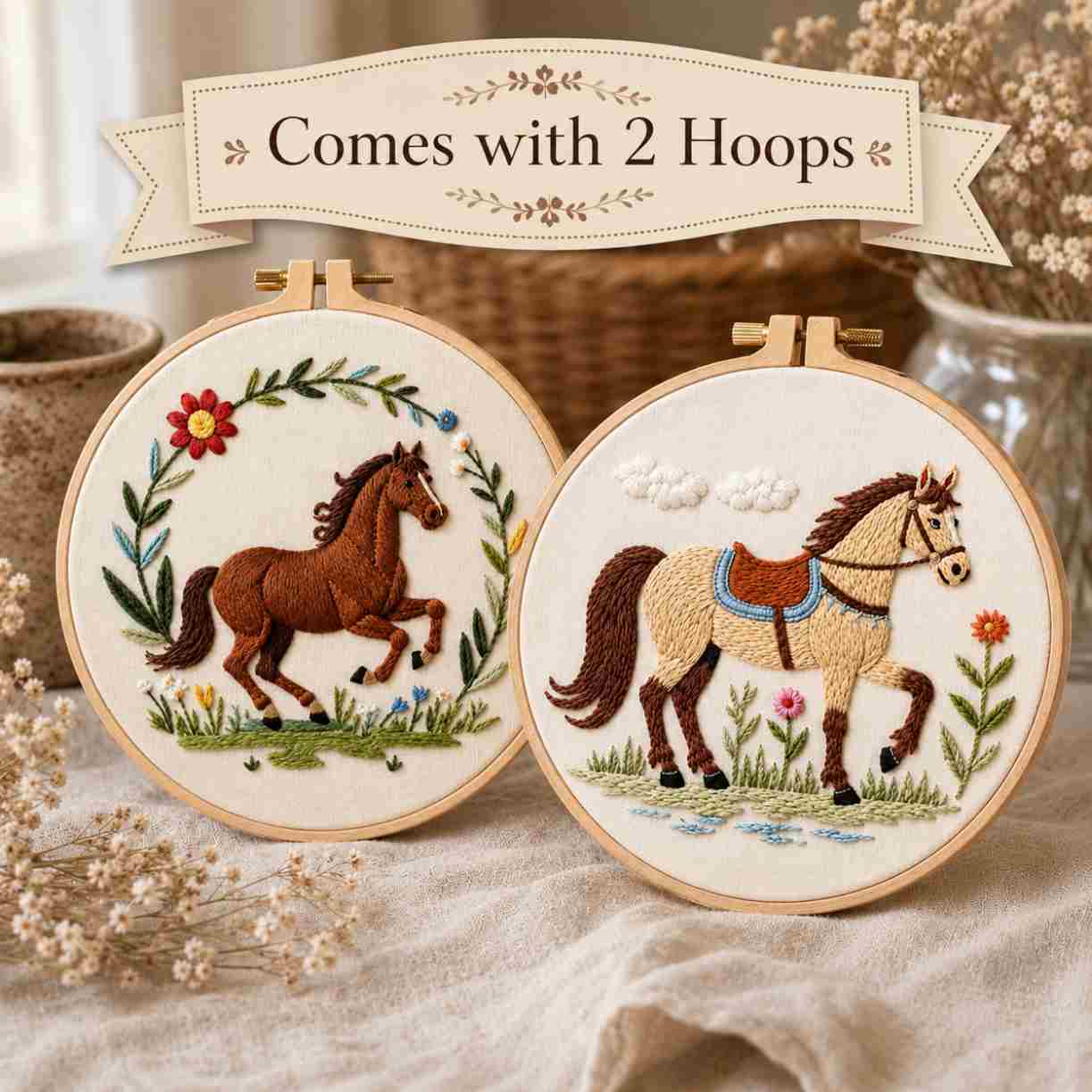 CraftHoop Countryside Horse Embroidery Kit