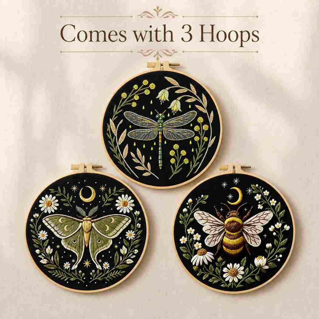 CraftHoop Midnight Garden Bugs Embroidery Kit