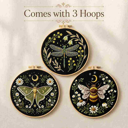 CraftHoop Midnight Garden Bugs Embroidery Kit