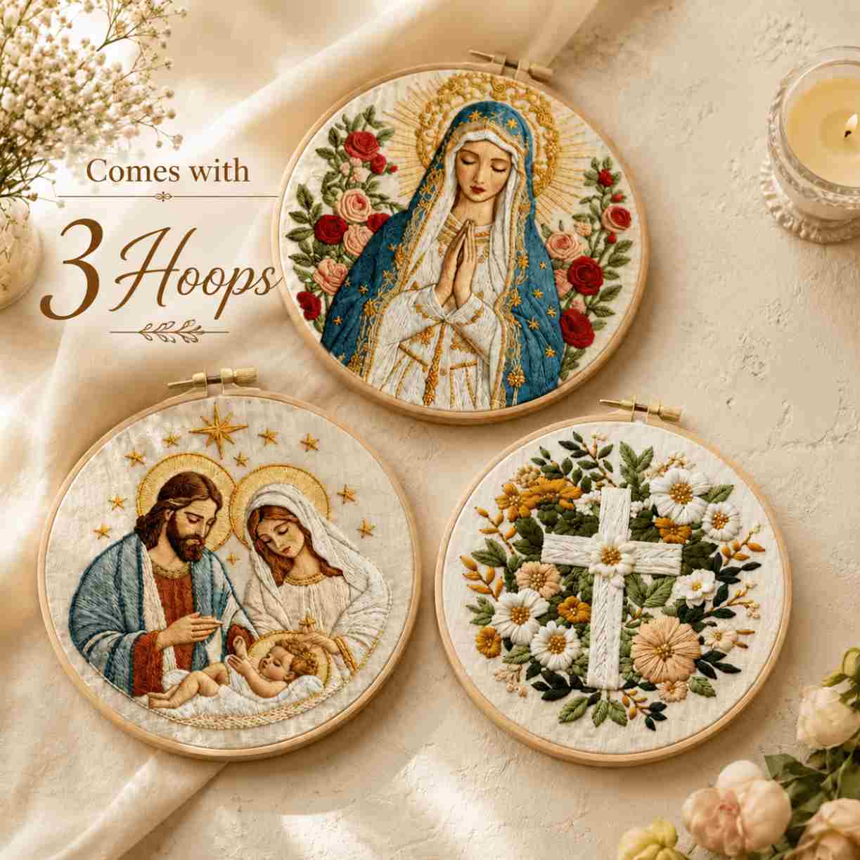 CraftHoop Sacred Nativity Embroidery Kits