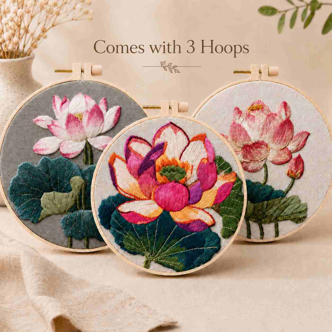 CraftHoop Blooming Lotus Embroidery Kit