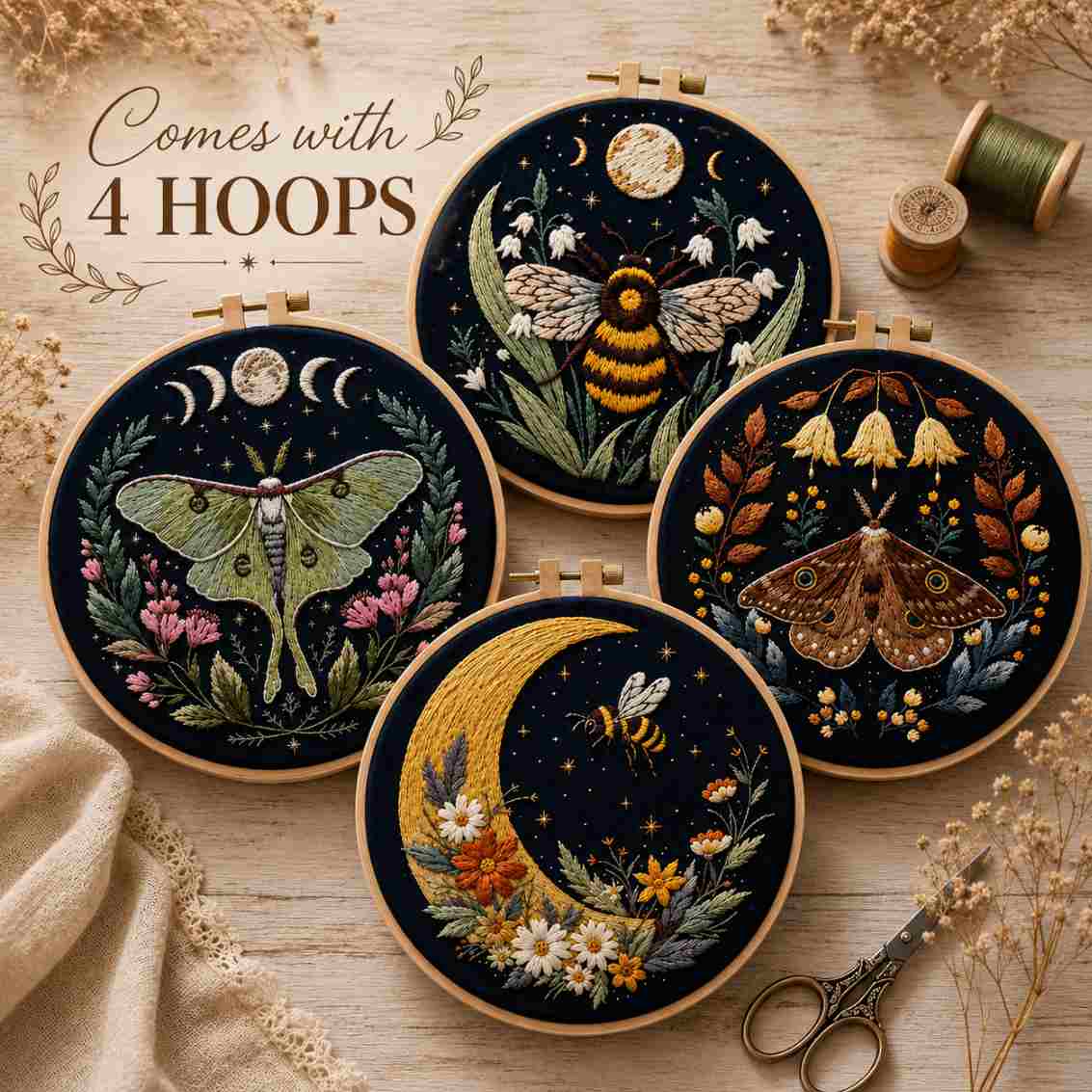 CraftHoop Moonlight Bugs Embroidery Kit