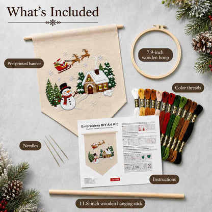 CraftHoop Christmas Village DIY Embroidery Wall Hanging Kit
