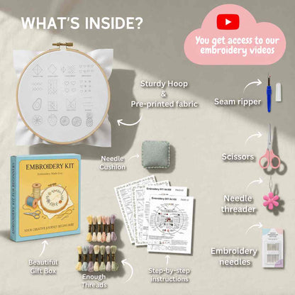 CraftHoop Stitch & Learn Beginner Embroidery Kit – Summer Edition
