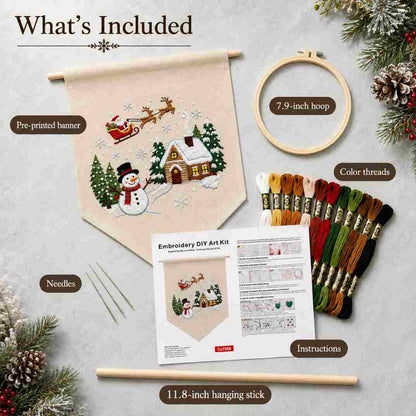 CraftHoop Christmas Village DIY Embroidery Wall Hanging Kit