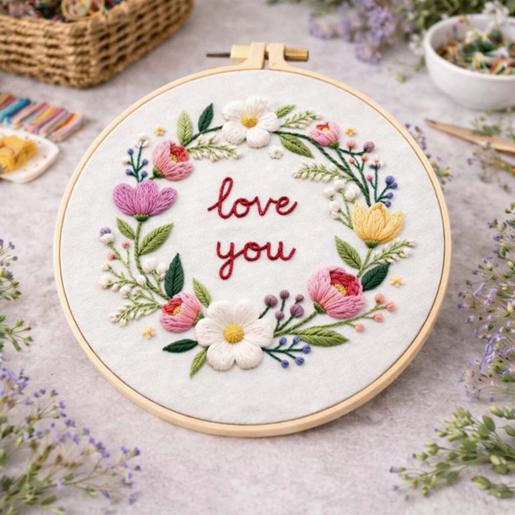 CraftHoop Valentine’s Day Floral Love Embroidery