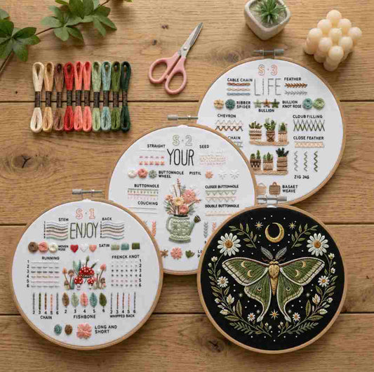 CraftHoop 3-in-1 Beginner Embroidery Kit – Learn, Practice & Stitch