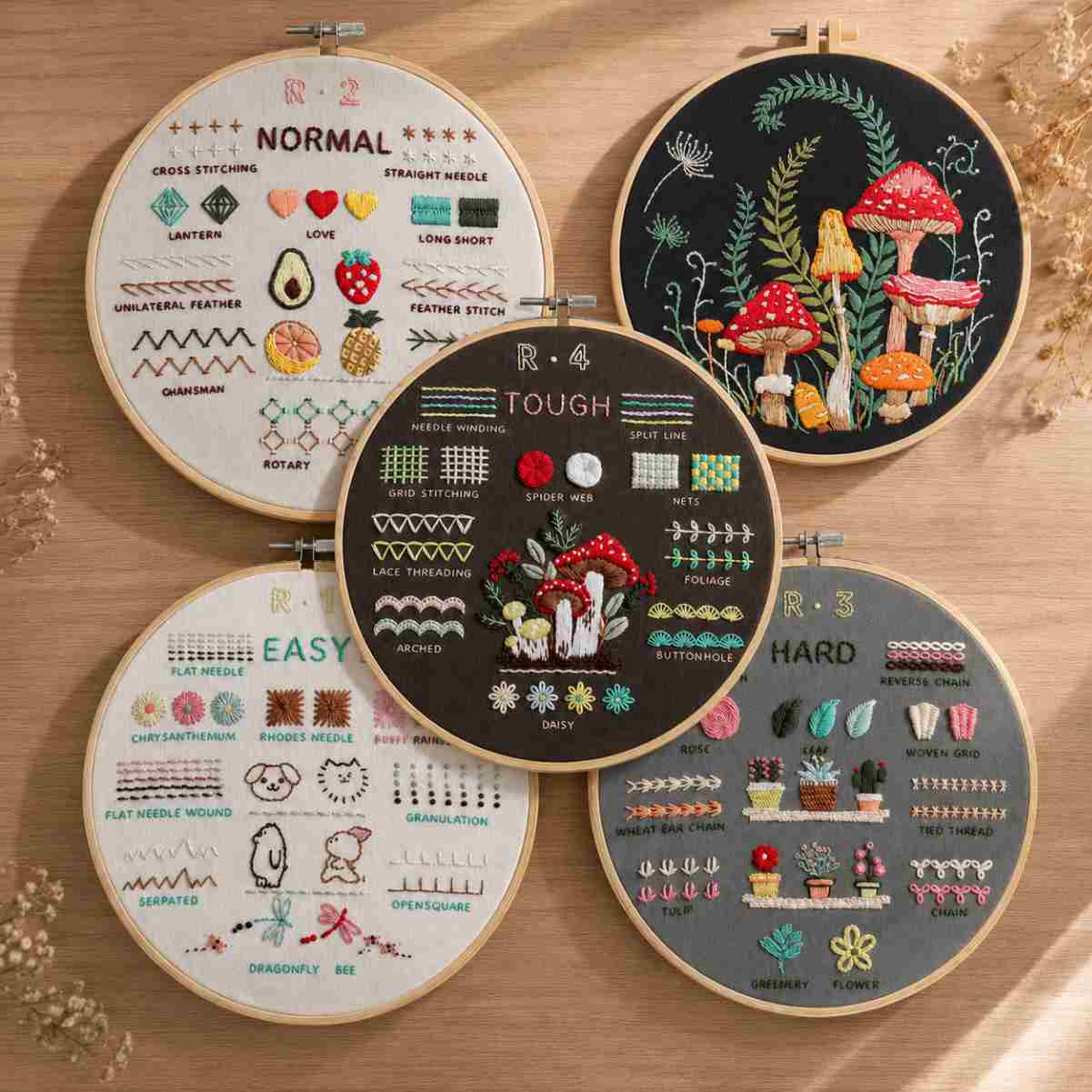 CraftHoop 4-Level Embroidery Kit for Beginners – From Starter to Pro
