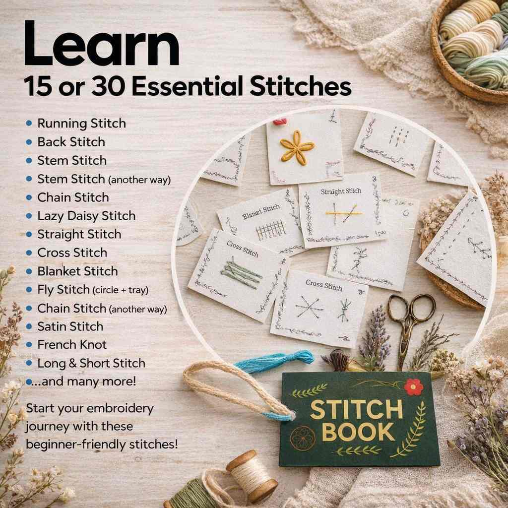 CraftHoop Stitch Book & Practice Set (15 or 30 Stitches)