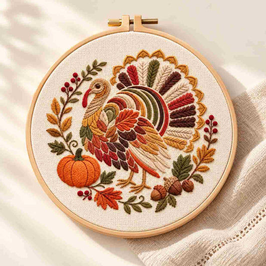 CraftHoop Happy Thanksgiving Embroidery Kit