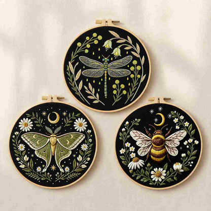 CraftHoop Midnight Garden Bugs Embroidery Kit