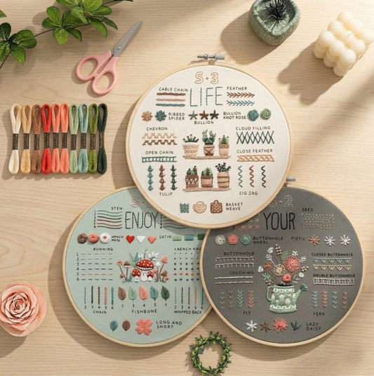 CraftHoop 3-Set Beginner Embroidery Kits