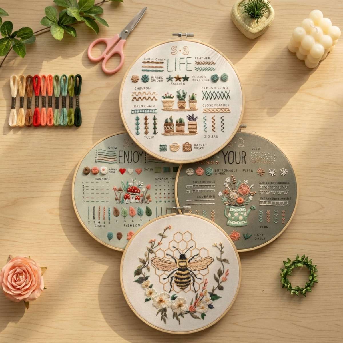 CraftHoop 3-Set Beginner Embroidery Kits