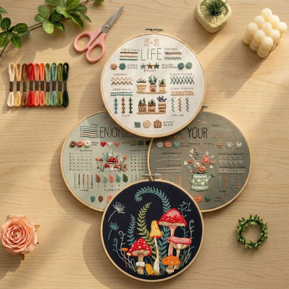 CraftHoop 3-Set Beginner Embroidery Kits