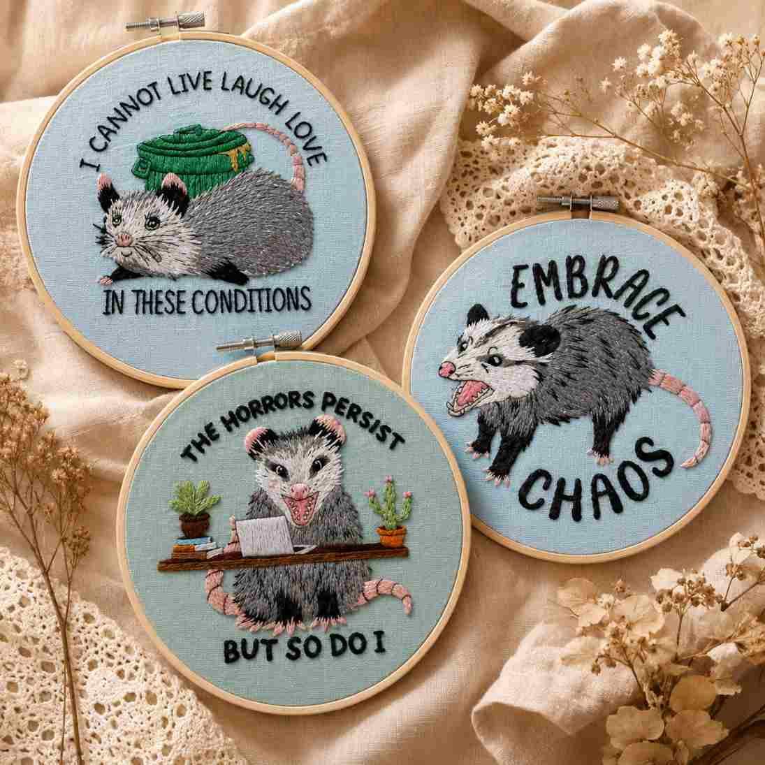 CraftHoop Woodland Friends 3-Piece Embroidery Kit