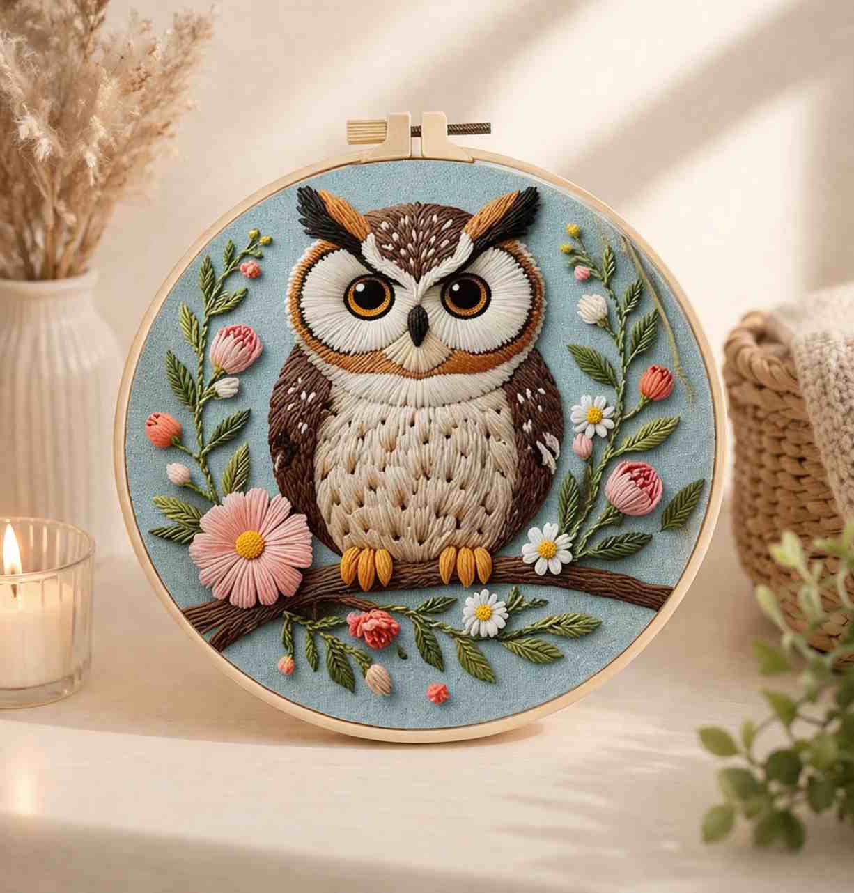 CraftHoop Cozy Owl Embroidery Kit