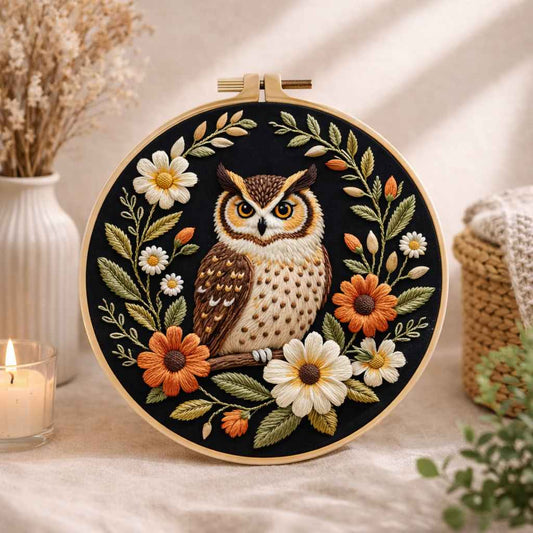 CraftHoop Cozy Owl Embroidery Kit