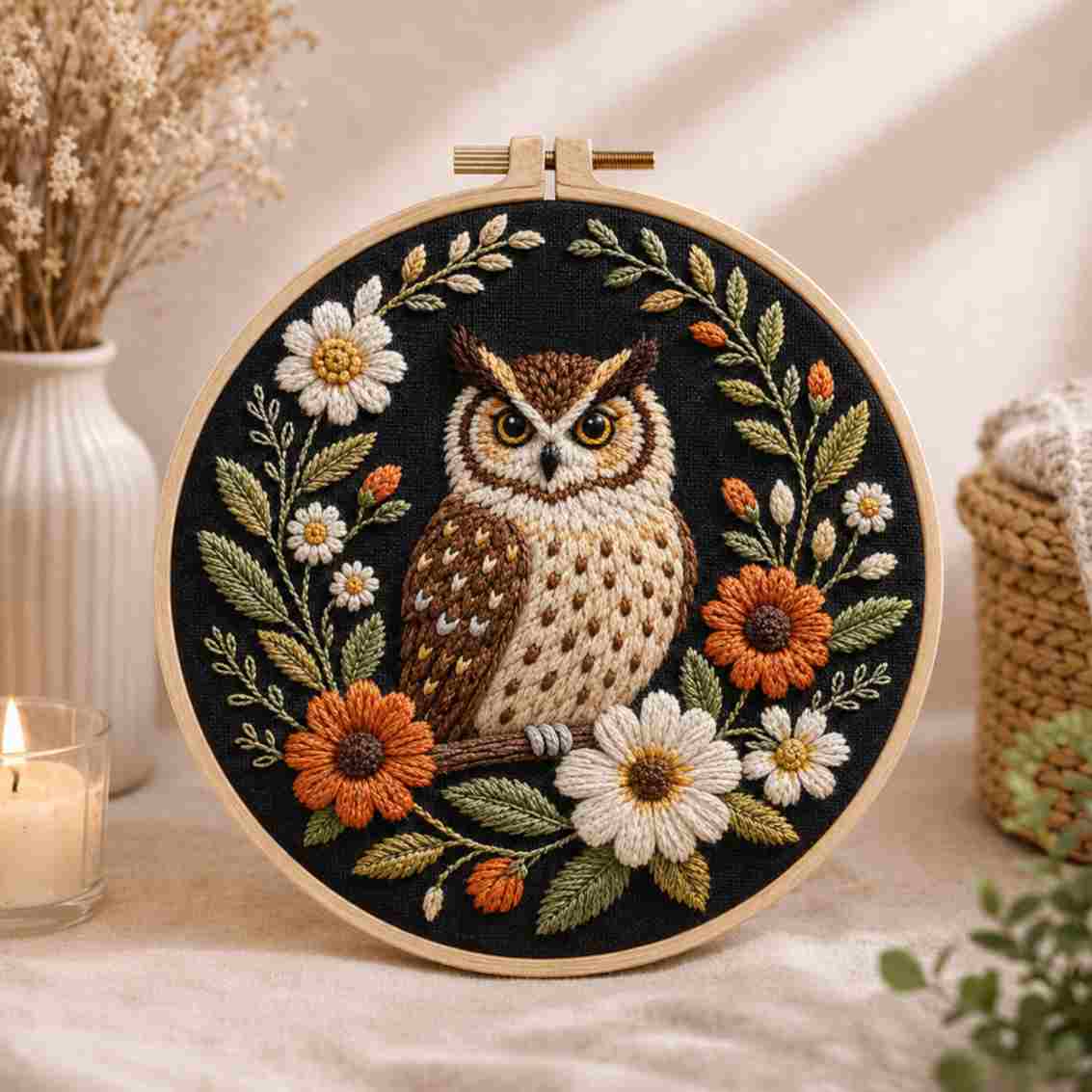 CraftHoop Cozy Owl Embroidery Kit
