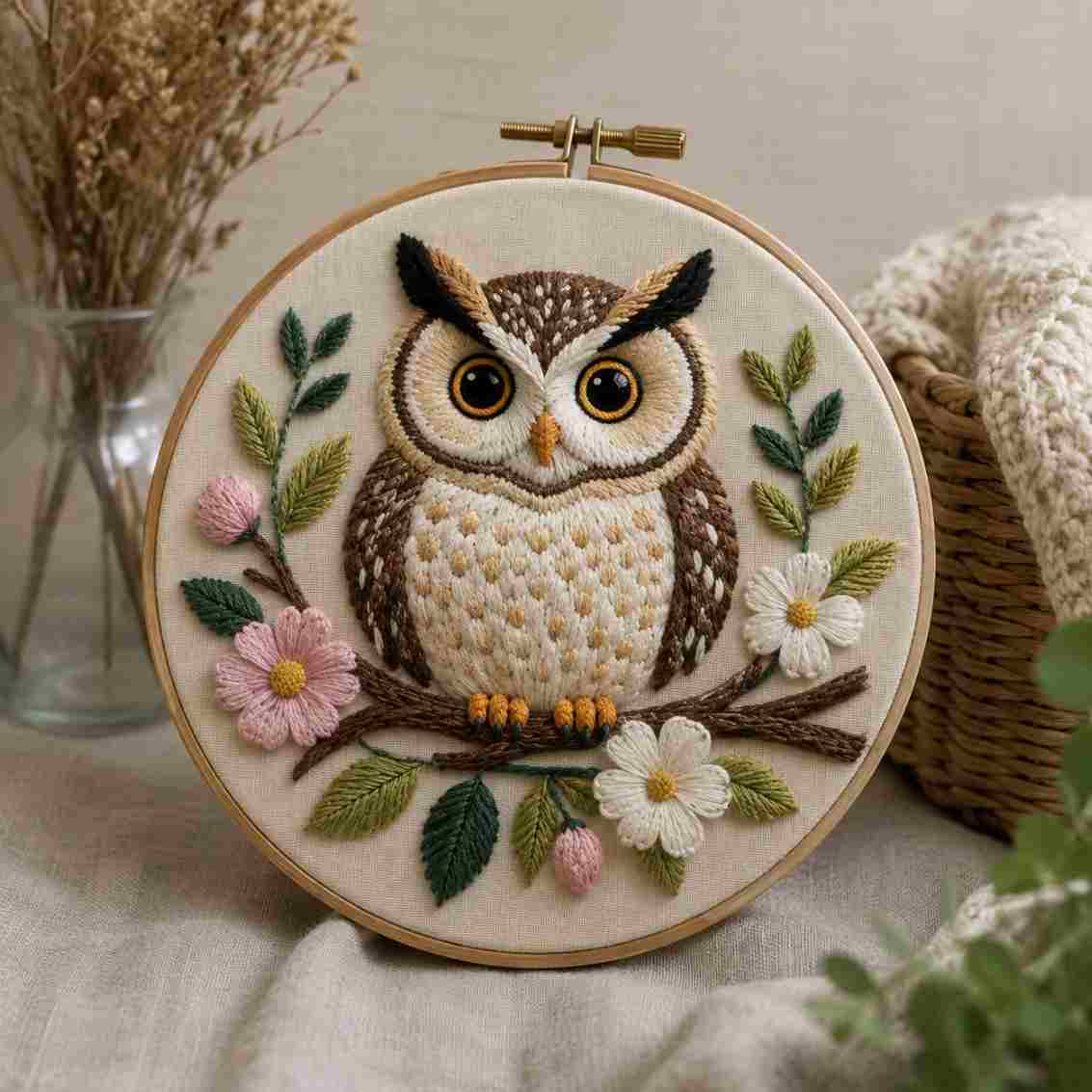 CraftHoop Cozy Owl Embroidery Kit