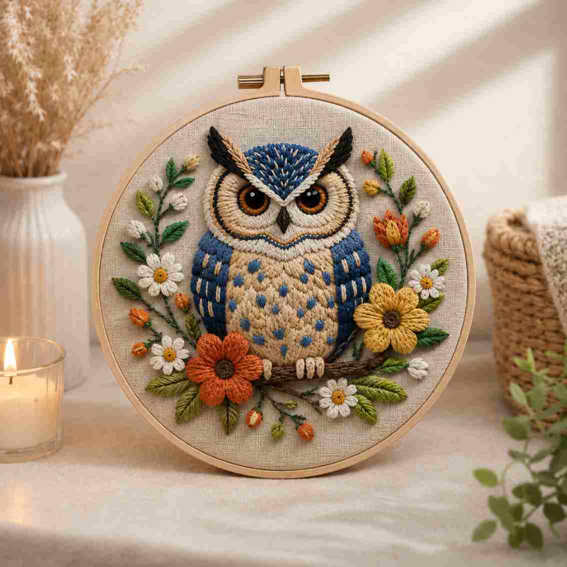 CraftHoop Cozy Owl Embroidery Kit