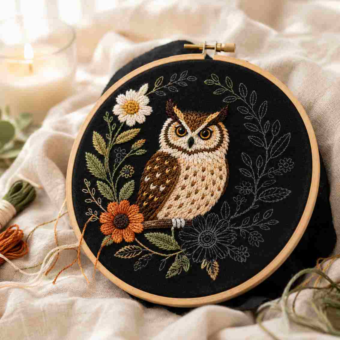 CraftHoop Cozy Owl Embroidery Kit