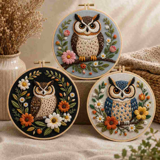 CraftHoop Cozy Owl Embroidery Kit