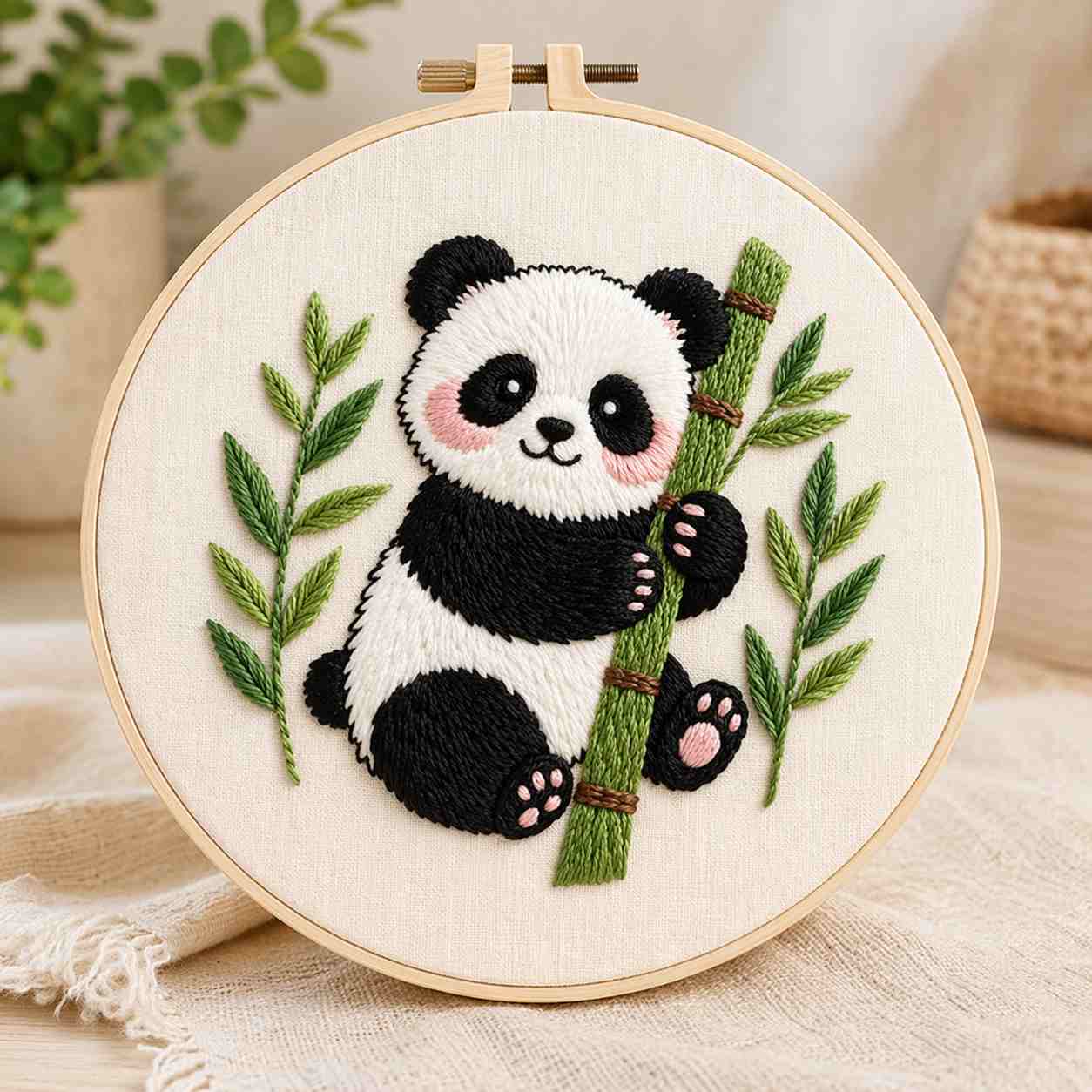 CraftHoop Cute Panda Embroidery Kit